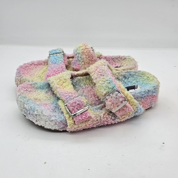 Chooka Ava Double Strap Fuzzy Rainbow Sherpa Sandals – Women’s Size 9 - Picture 2 of 8